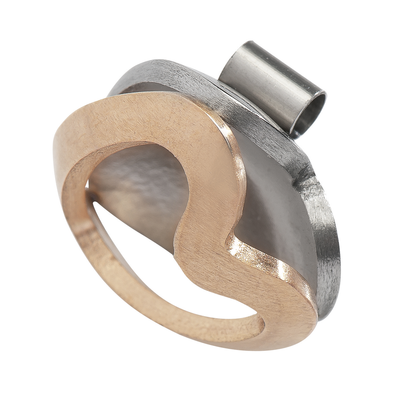 Pendant Heart, Stainless Steel/Gold-Pl. Rose, 12 mm - 1 piece Pendant Heart, Stainless Steel/Gold-Pl. Rose, 12 mm - 1 piece