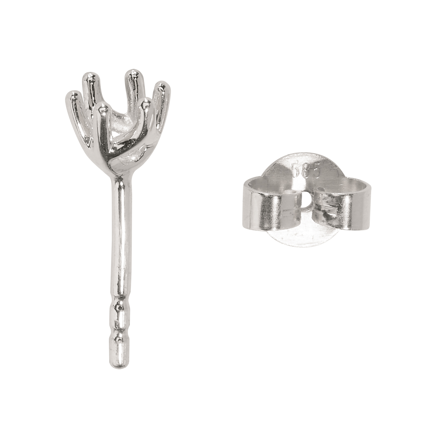 Chaton-Ohrstecker, 585WG, Stein-ø 3,4 mm, 6 Krappen, konisch - 1 Paar Chaton-Ohrstecker, 585WG, Stein-ø 3,4 mm, 6 Krappen, konisch - 1 Paar
