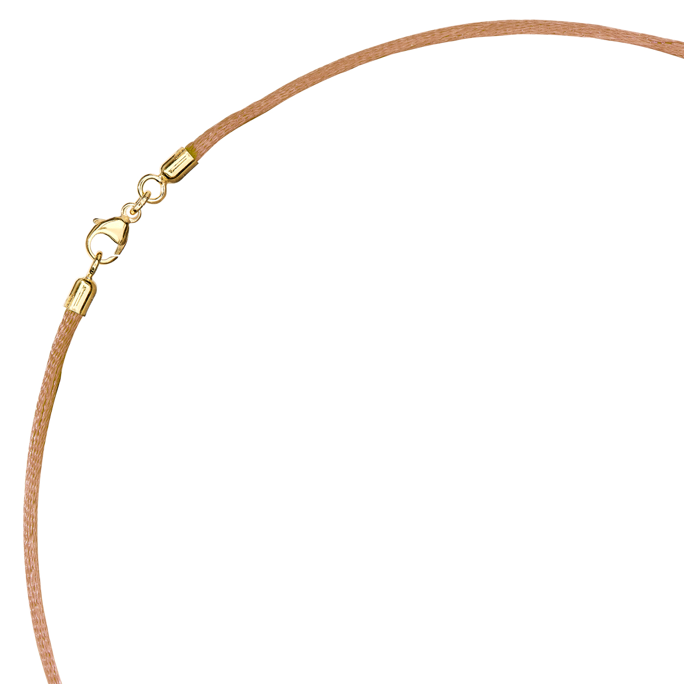 Satinband, 42 cm, ø 2 mm, gold, mit Karabiner 925 Ag verg. - 42 cm