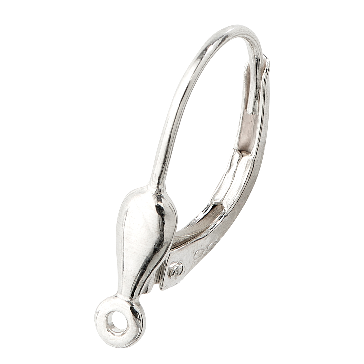 Patentbrisur, 925 Ag, 5,9 x 15,5 mm, Tropfen glatt, Queröse - 1 Stück