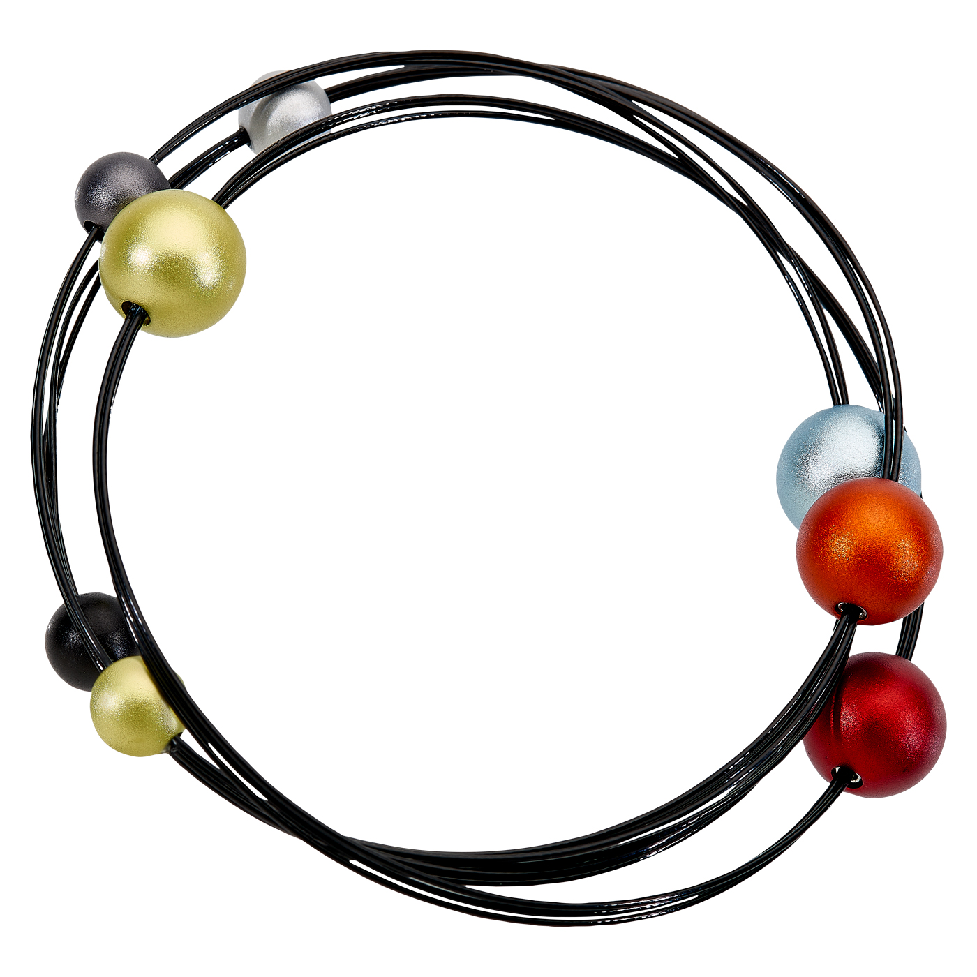 Armreif, ES-schw.,3-rhg, 21,5 cm,elox. Alu-Kugeln - 1 Stück