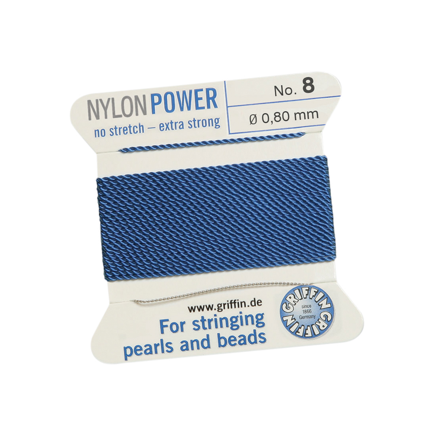 Bead Cord NylonPower, Blue, No. 8 - 2 m