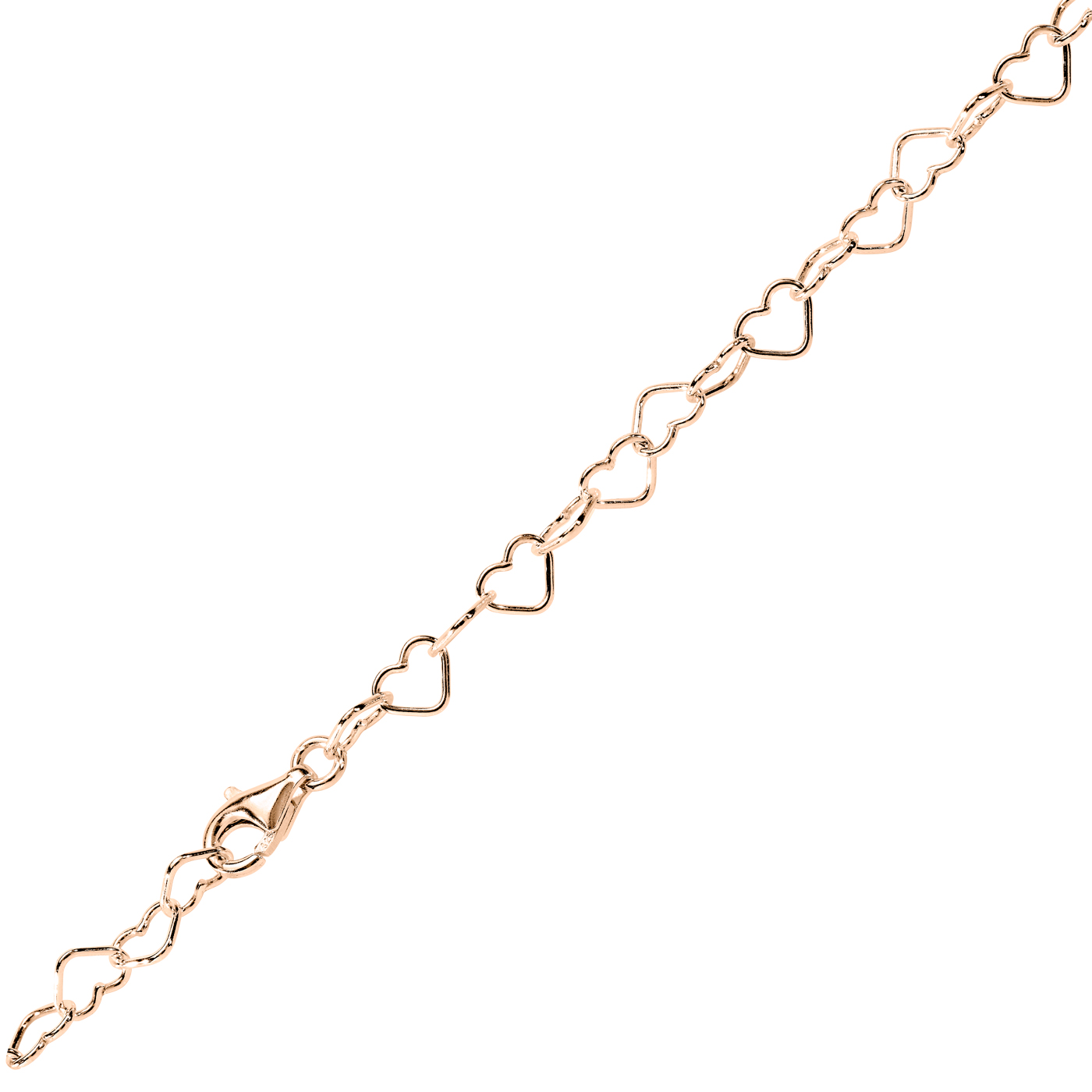 Herzkette, 925 Ag rosé vergoldet, 4,10 x 3,40 mm, 42 cm - 1 Stück