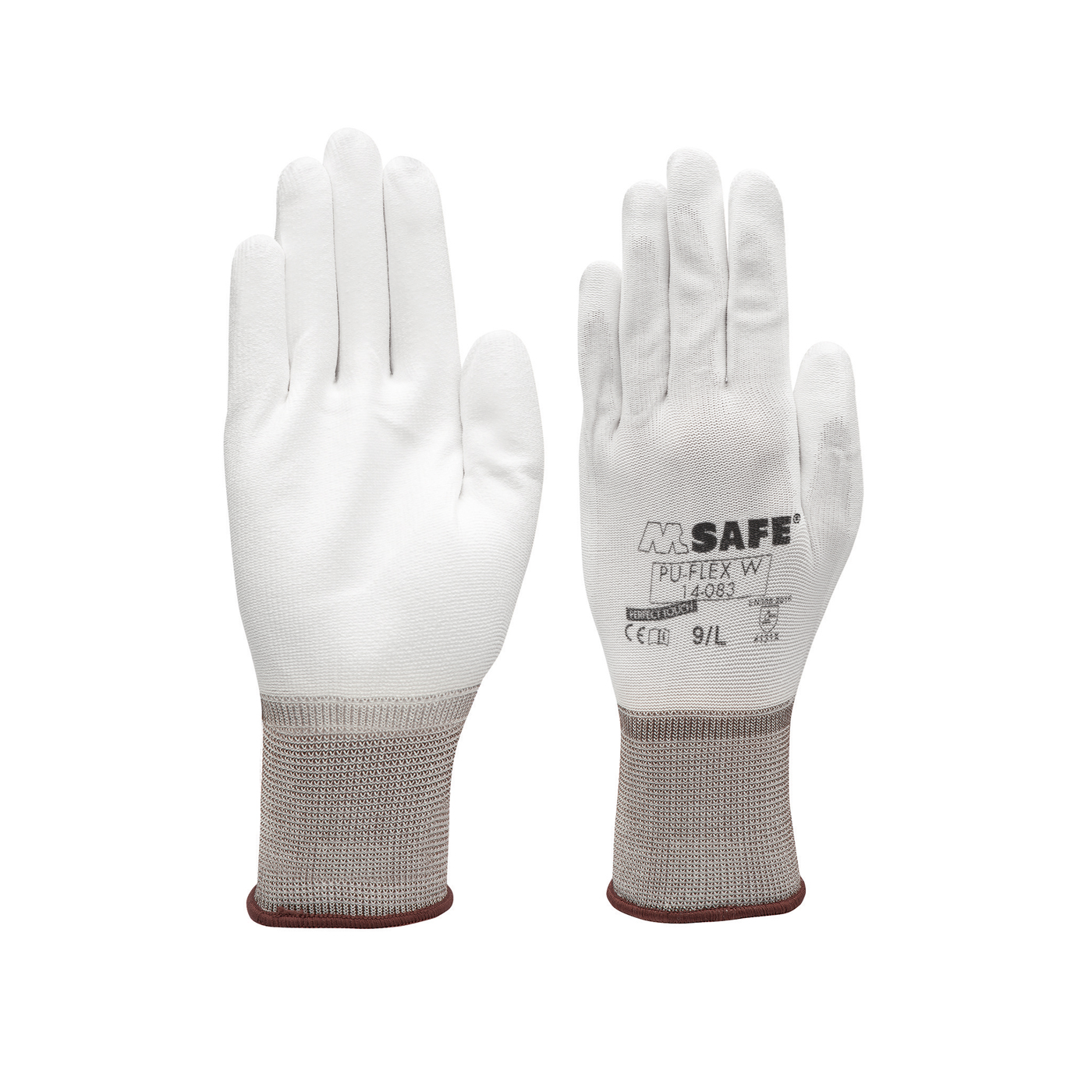 Polishing Gloves, Size L, White with brown Wristband - 1 pair