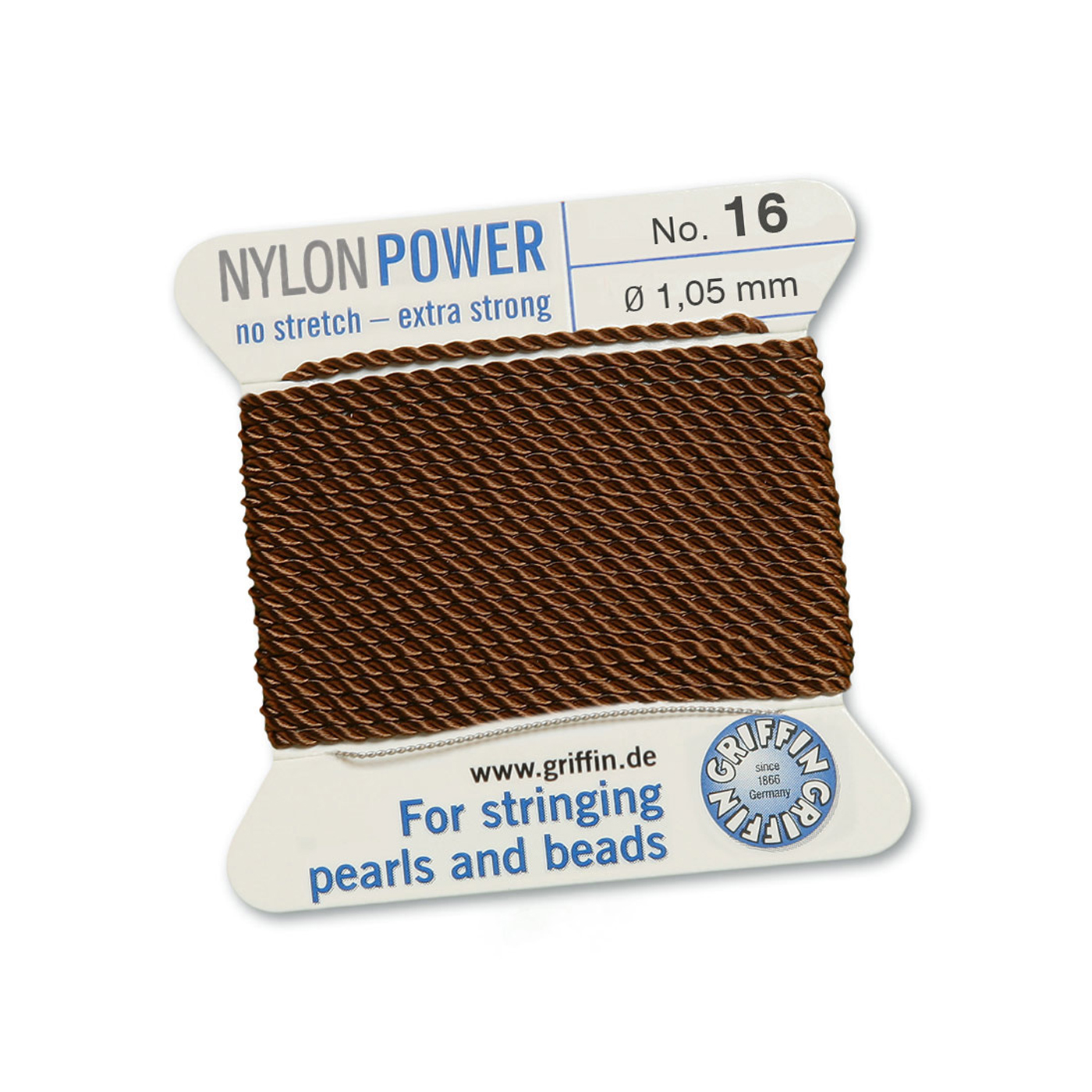 Bead Cord NylonPower Perlseide, braun, Nr. 16 - 2 m