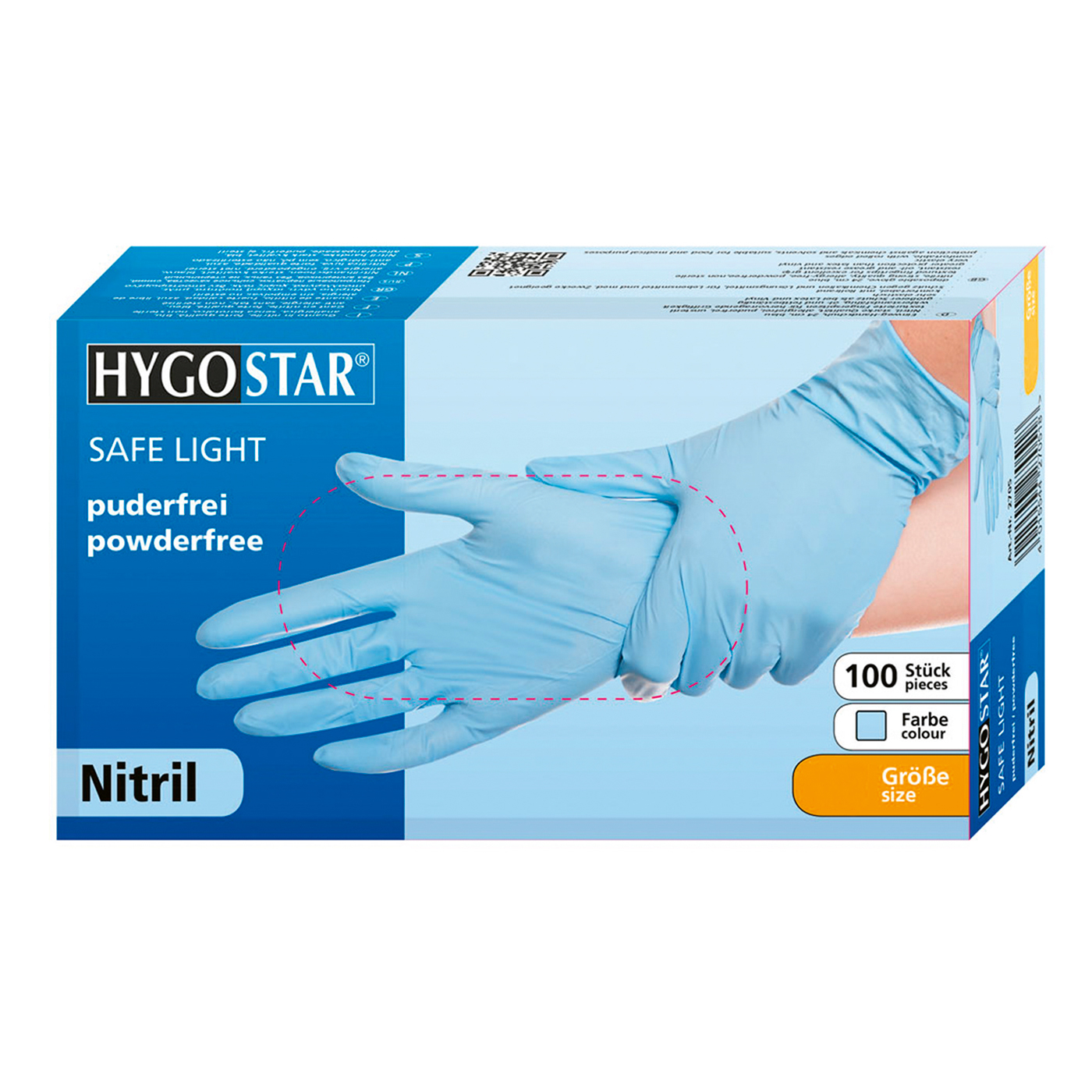 Hygostar Safe Light Nitrile Gloves, size S, blue - 100 pieces