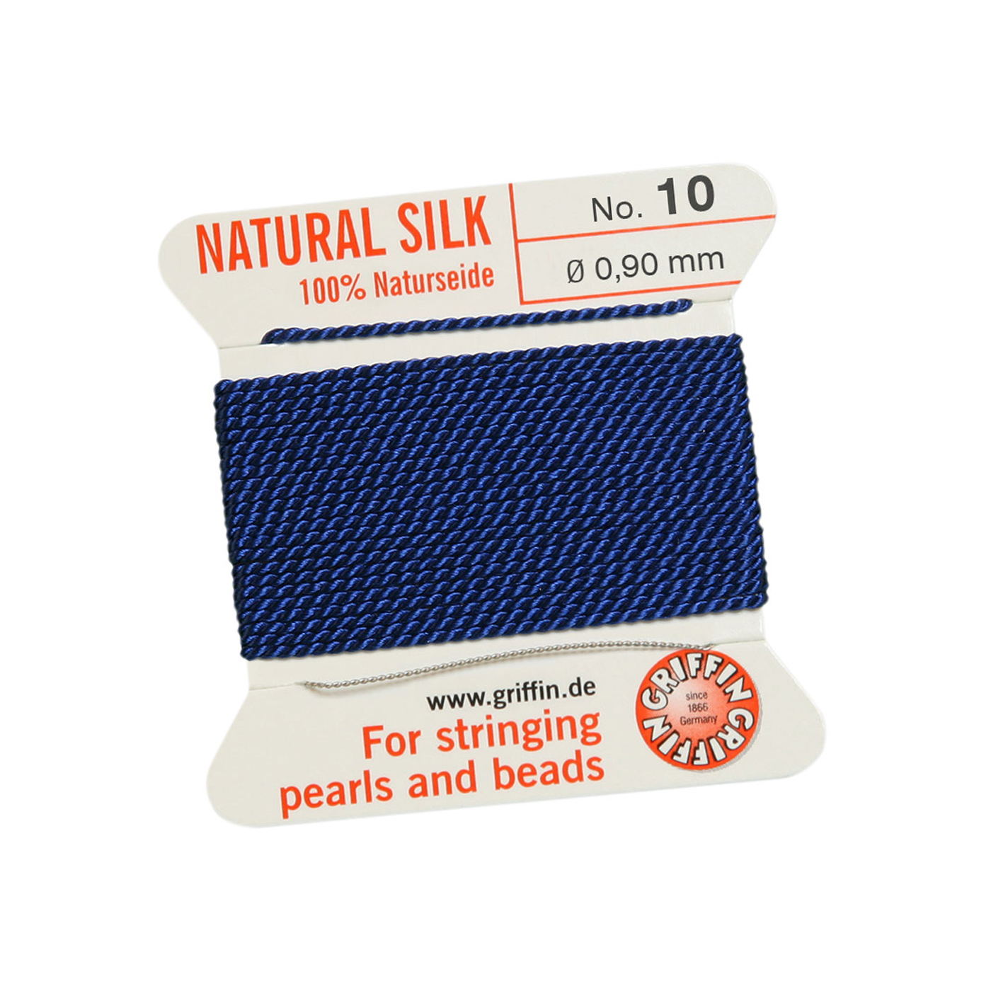 Bead Cord 100% Natural Silk, Dark Blue, No. 10 - 2 m