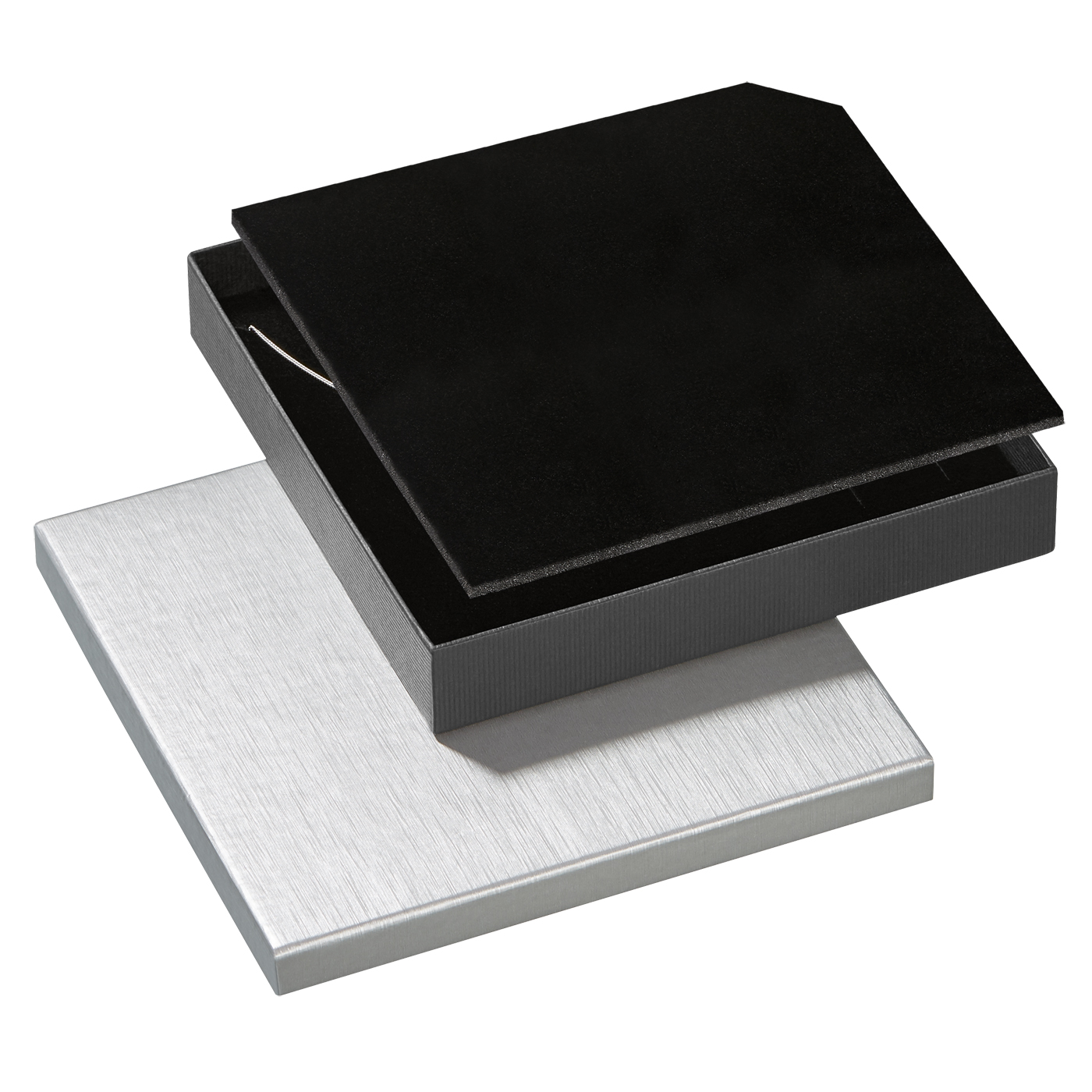 Schmucketui "Classics", silber/schwarz, 165 x 165 x 27 mm - 1 Stück Schmucketui "Classics", silber/schwarz, 165 x 165 x 27 mm - 1 Stück