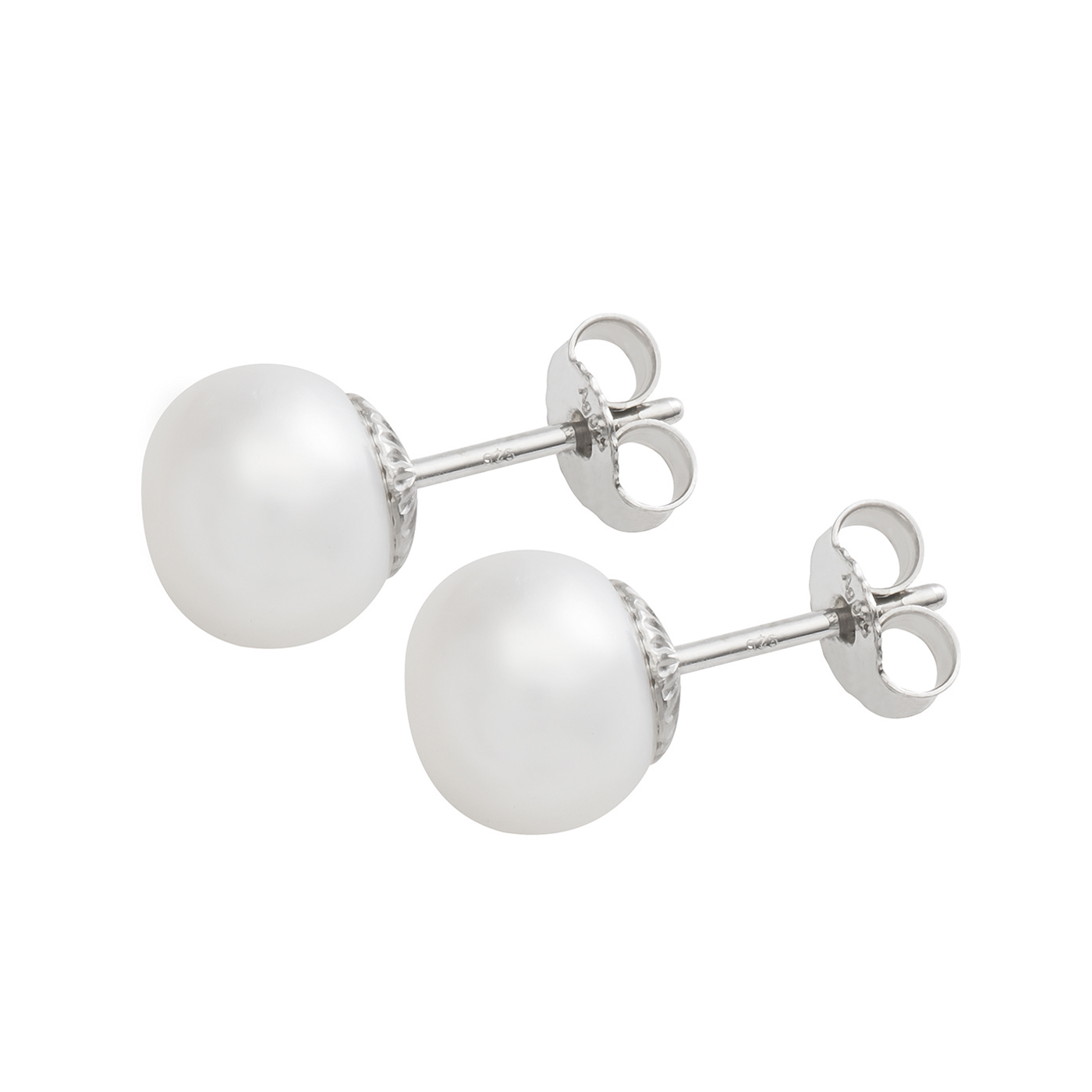 Earrings Freshwater Pearls White, 925Ag, Pearl-ø 9-10 mm - 1 pair Earrings Freshwater Pearls White, 925Ag, Pearl-ø 9-10 mm - 1 pair