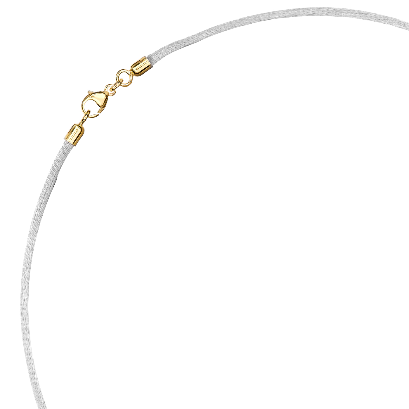 Satinband, 42 cm, ø 2 mm, weiß, mit Karabiner 925 Ag verg. - 42 cm