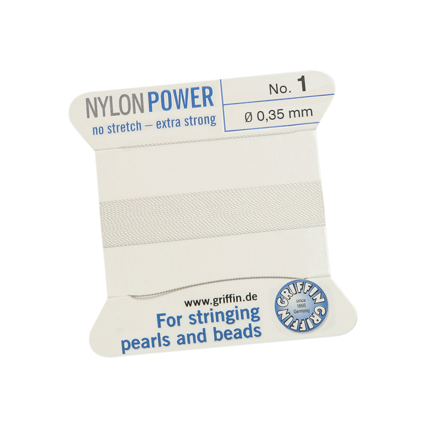 Bead Cord NylonPower Perlseide, weiß, Nr. 1 - 2 m