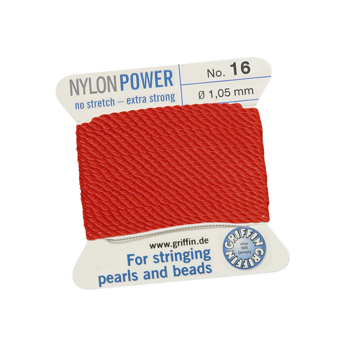 Bead Cord NylonPower, Red, No. 16 - 2 m