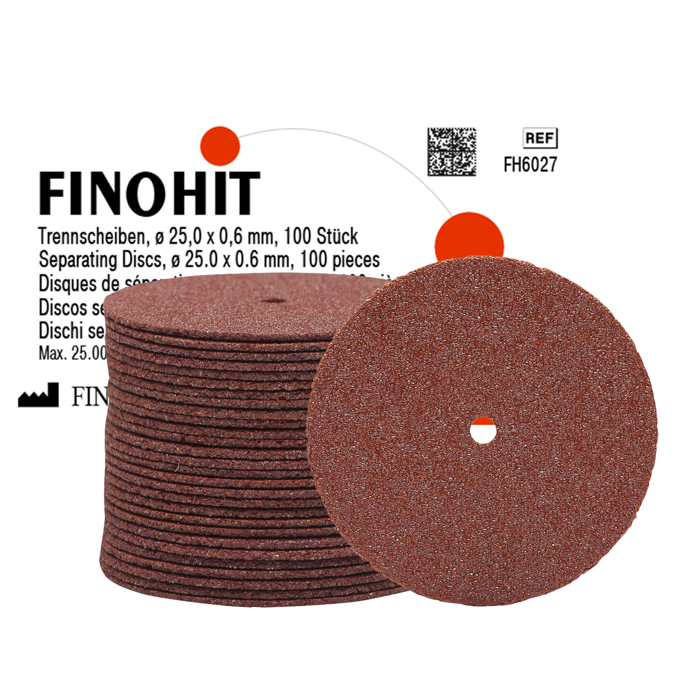 FINOHIT Separating Discs, Aluminium Oxide, ø 25.0 x 0.6 mm - 100 pieces