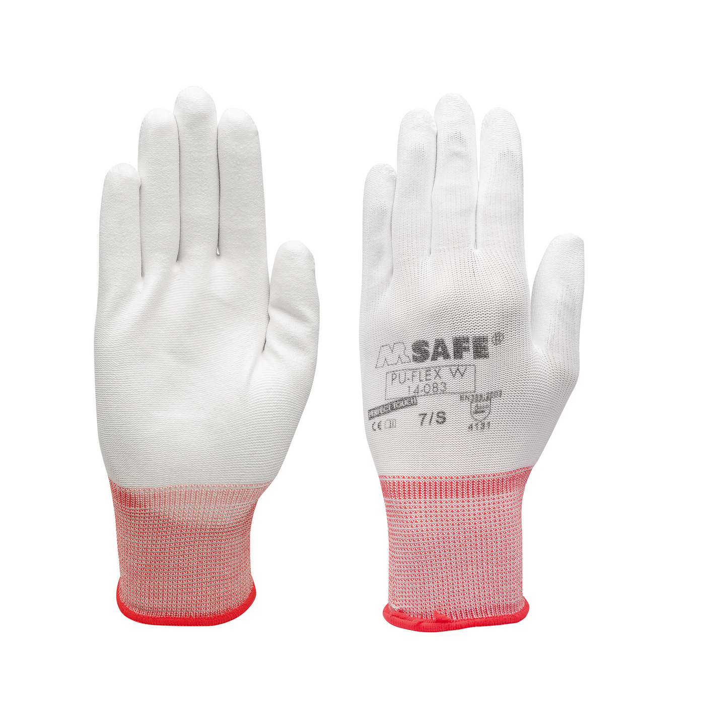 Polishing Gloves, Size S, White with red Wristband - 1 pair