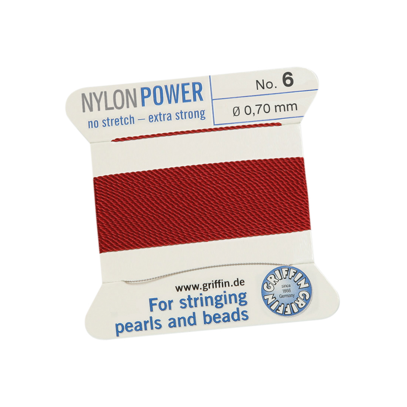 Bead Cord NylonPower, Garnet Red, No. 6 - 2 m