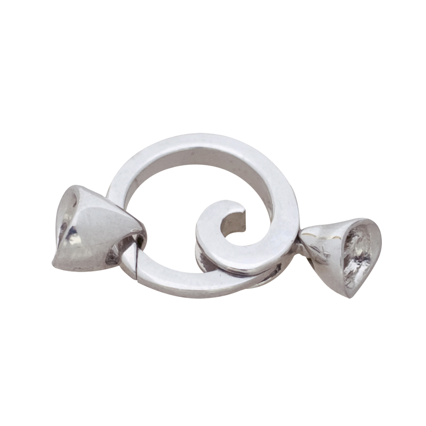 Lobster Clasp, Round, 925Ag, 14 mm, with End Caps - 1 piece