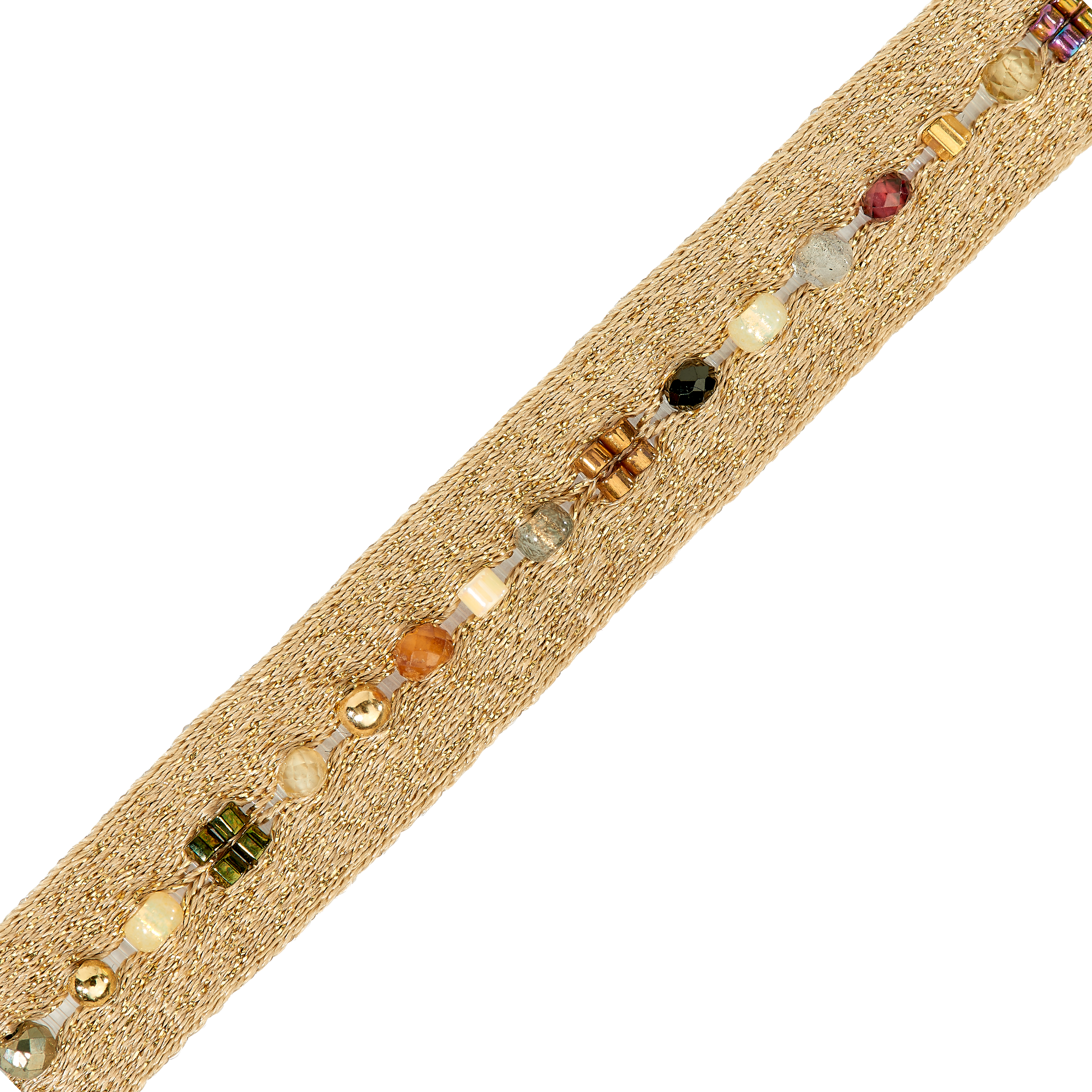 Armband, Polyesterband flach, 19 cm,  Glasperlen ø 2,0 mm - 1 Stück