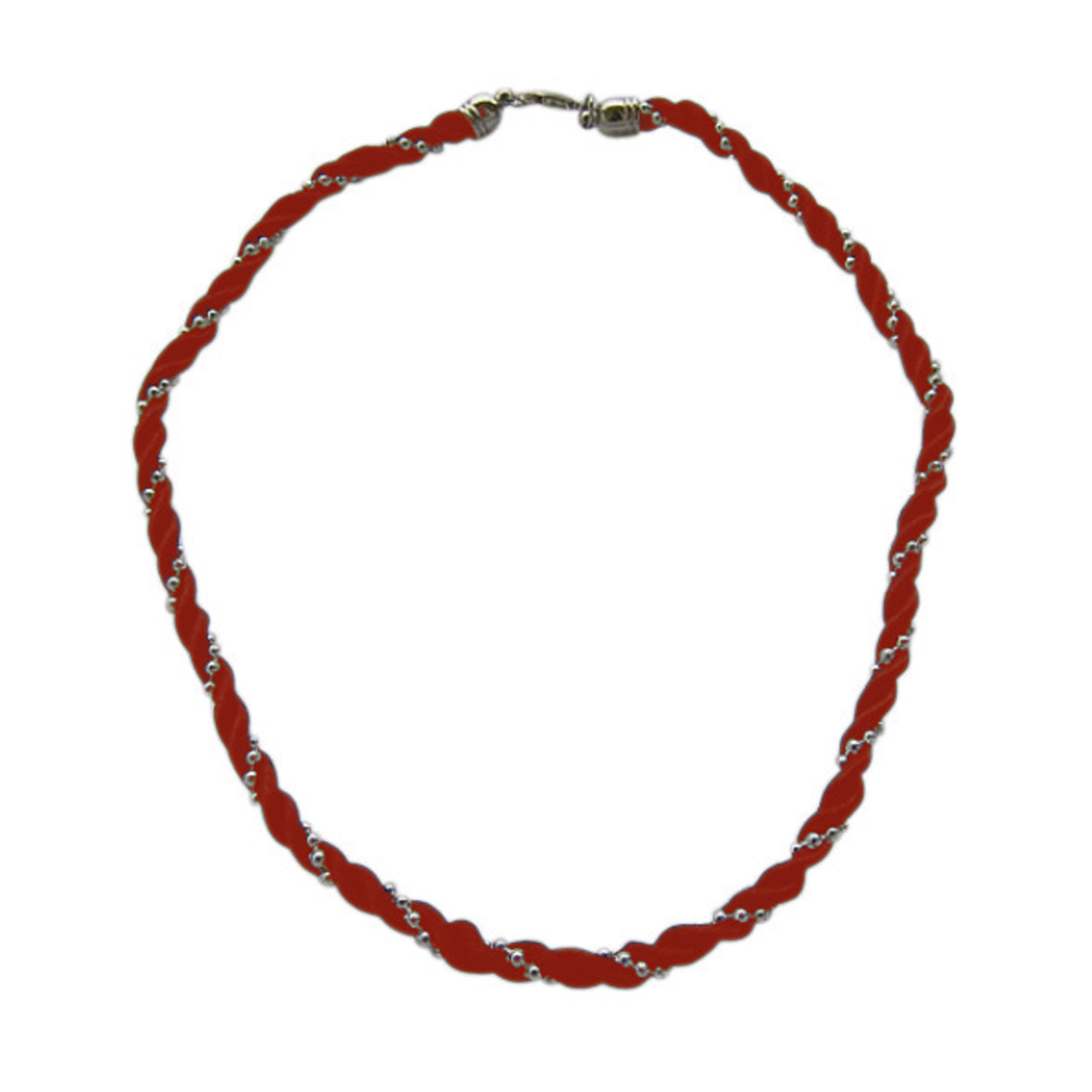 Stoffkordel rot, Kunststoff-Perlenkette, Metalllegierung - 1 Stück