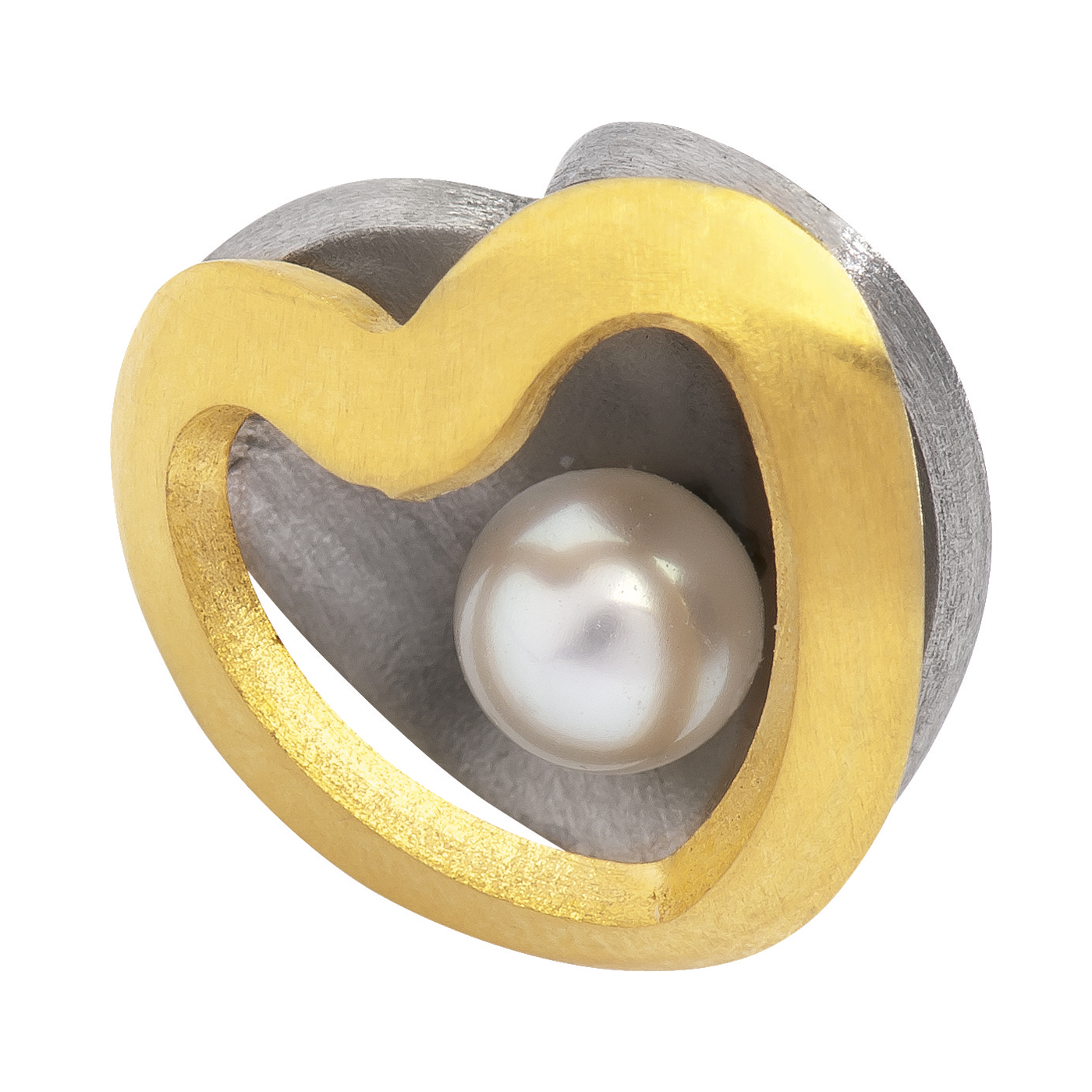 Pendant Heart with Pearl, Stainless Steel/Gold-Pl., 12 mm - 1 piece Pendant Heart with Pearl, Stainless Steel/Gold-Pl., 12 mm - 1 piece
