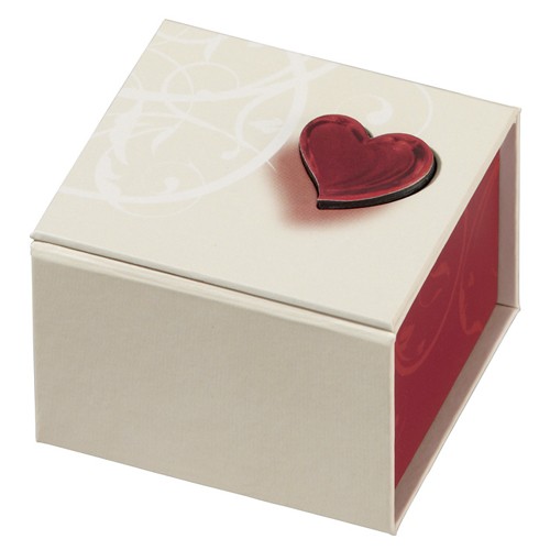 Schmucketuis "Love", beige/rot, 160 x 160 x 25 mm - 5 Stück Schmucketuis "Love", beige/rot, 160 x 160 x 25 mm - 5 Stück