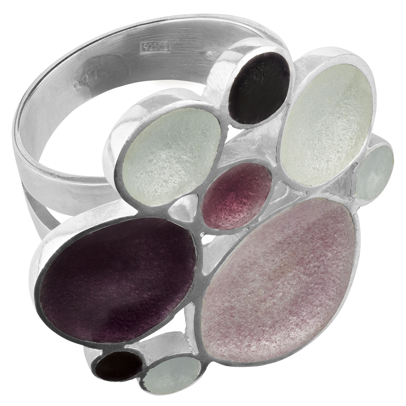 Damenring, 925Ag, W56, Farbpigmente multicolor lila - 1 Stück