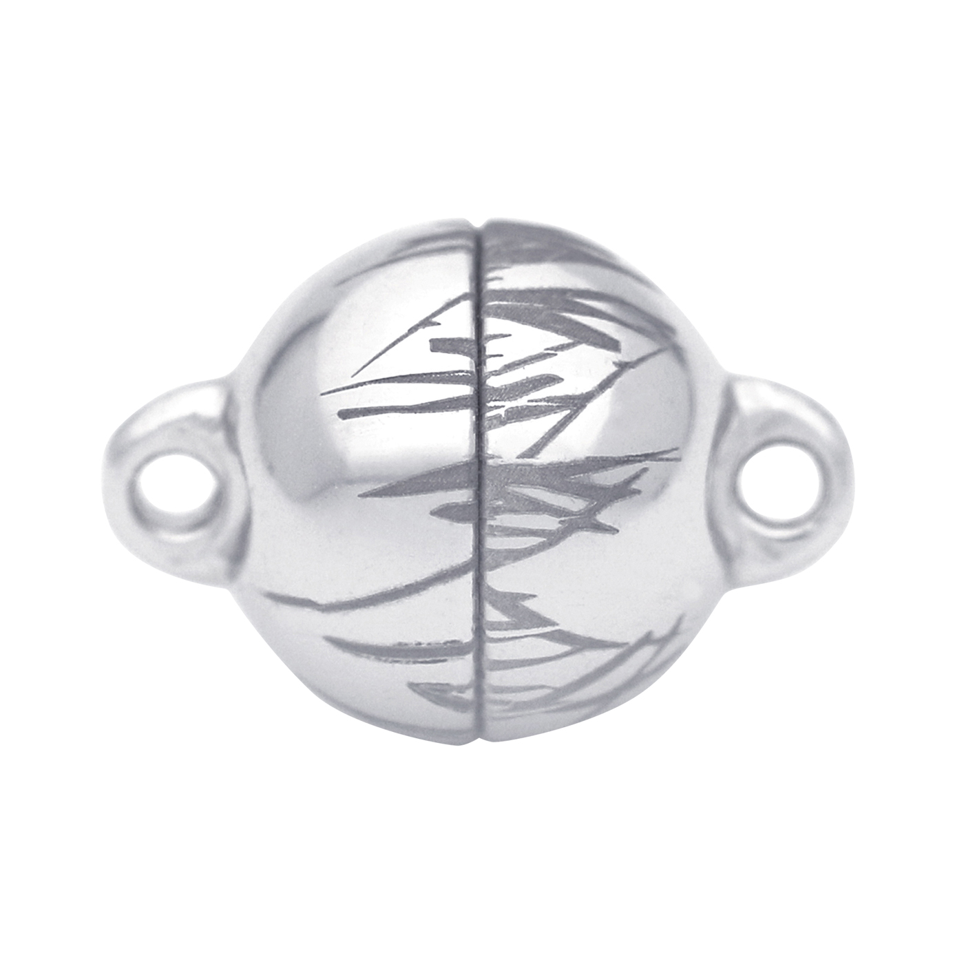 Langer Magnetschließen Magnetschließe "Grass", 925 Ag rhod., Kugel, ø 10 mm, pol. - 1 Stück