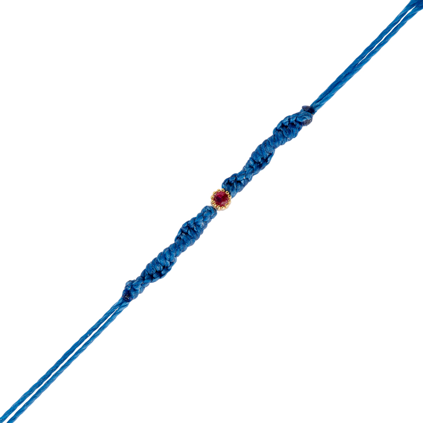 Armband, Seide blaun, 19 cm, Zarge 585G, Rubin ø-2,0 mm - 1 Stück Armband, Seide blaun, 19 cm, Zarge 585G, Rubin ø-2,0 mm - 1 Stück