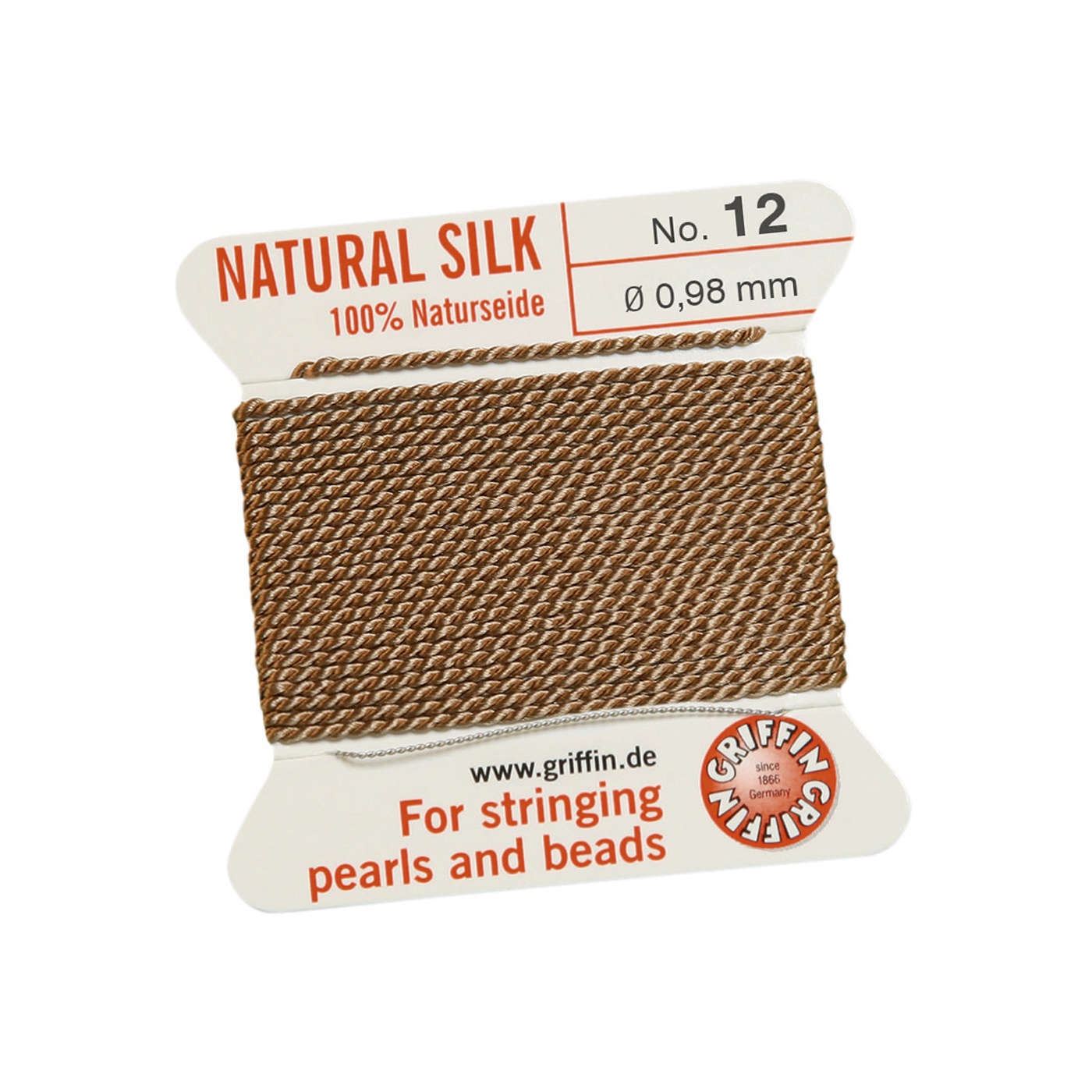 Bead Cord 100% Natur-Perlseide, beige, Nr. 12 - 2 m
