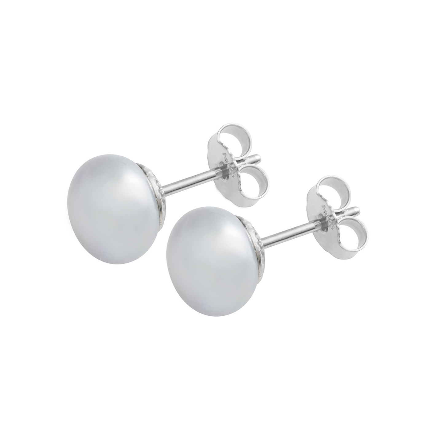 Earrings Freshwater Pearls Silver, 925Ag, Pearl-ø 9-10 mm - 1 pair