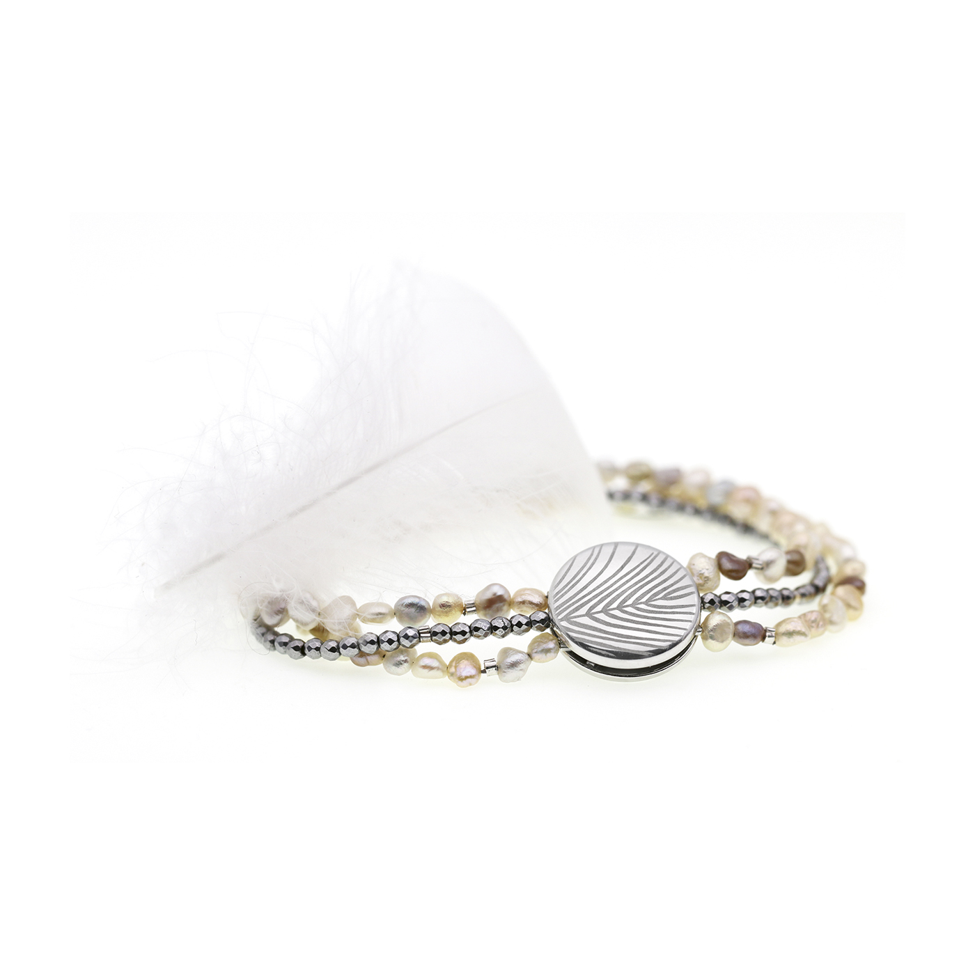 Langer Magnetschließen Magnetschließe "Feather", 925 Ag rhod., Linse, ø 16 mm, pol. - 1 Stück Langer Magnetschließen Magnetschließe "Feather", 925 Ag rhod., Linse, ø 16 mm, pol. - 1 Stück
