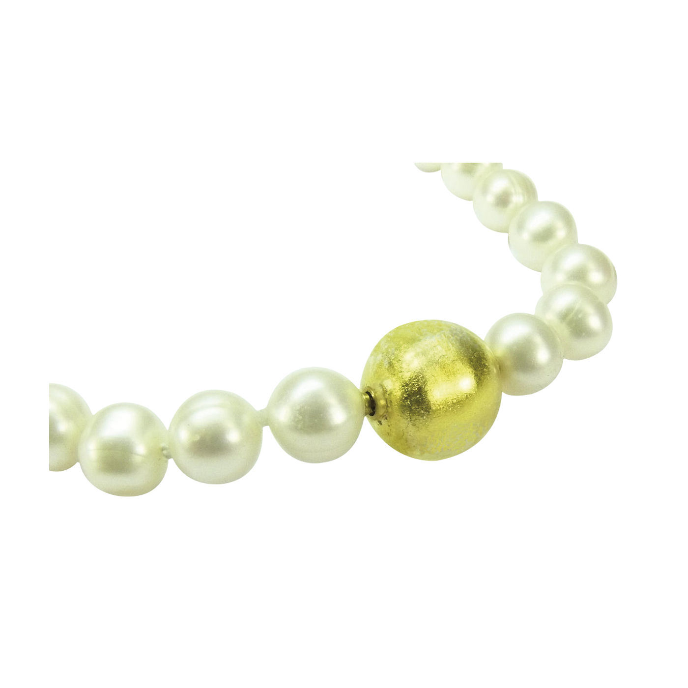 Changeable Clasp, Ball, Murano Glass, Crystal, Gold, ø 14 mm - 1 piece