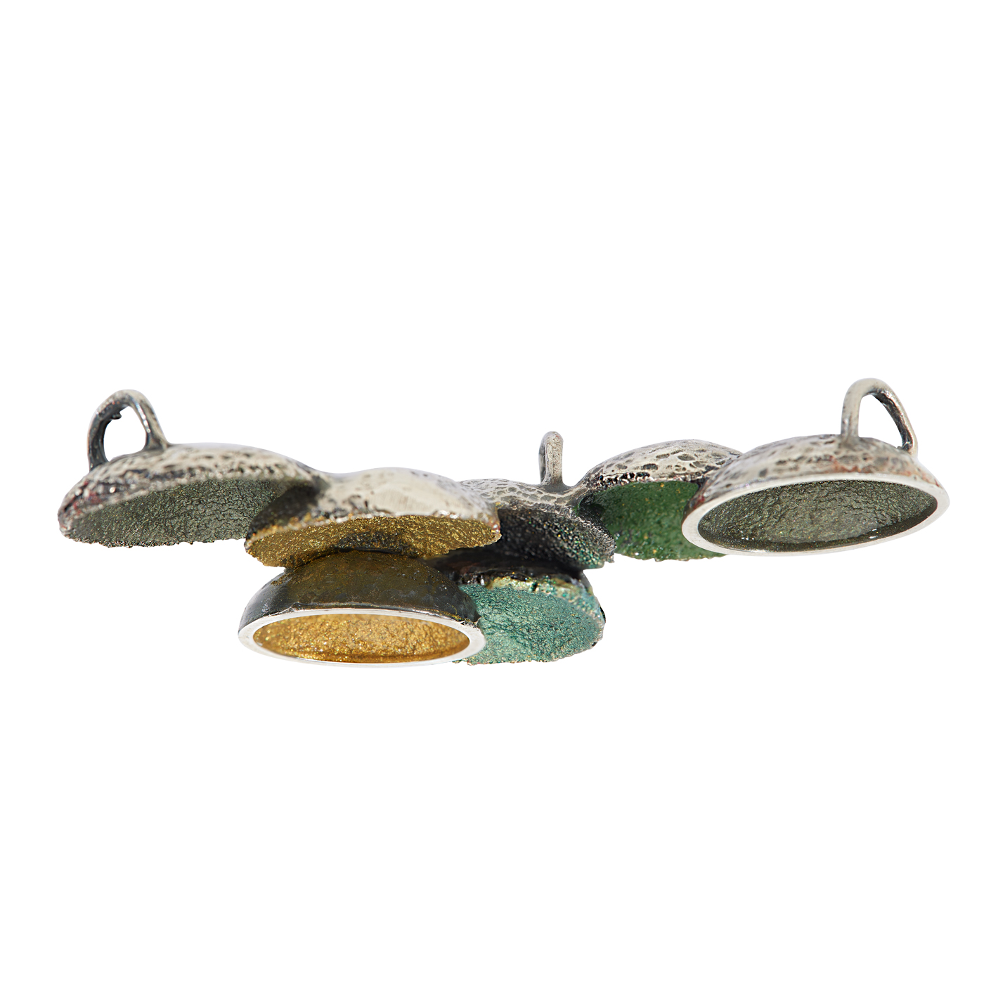 Anhänger, 925Ag, Farbpigmente multicolor grün - 1 Stück