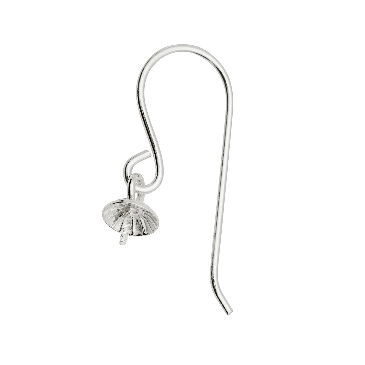 Ear Hook with Pearl Pendant, 935Ag, Pearl Cup ø 3 mm - 1 piece