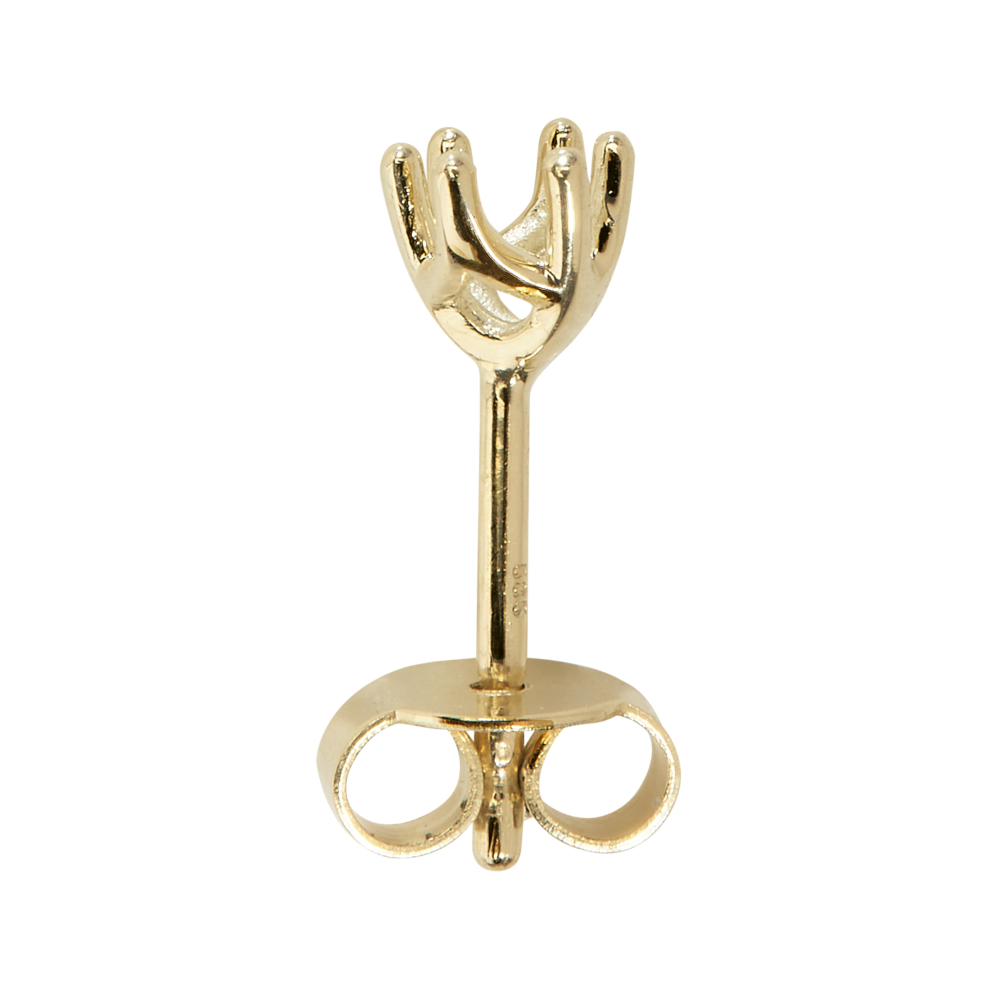 Chaton-Ohrstecker, 585 G, Stein-ø 4,1 mm, 6 Krappen, konisch - 1 Paar