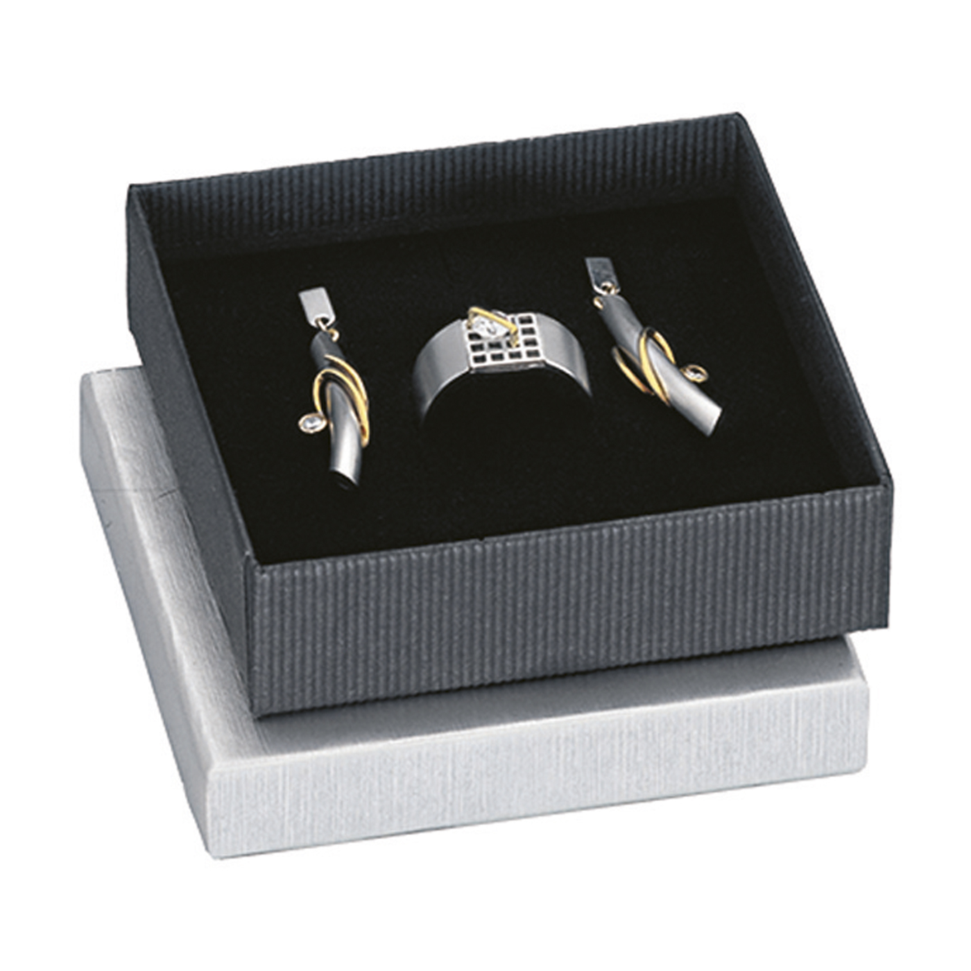 Jewellery Packaging "Alu-Elle", Alu Black, 78 x 78 x 22 mm - 1 piece
