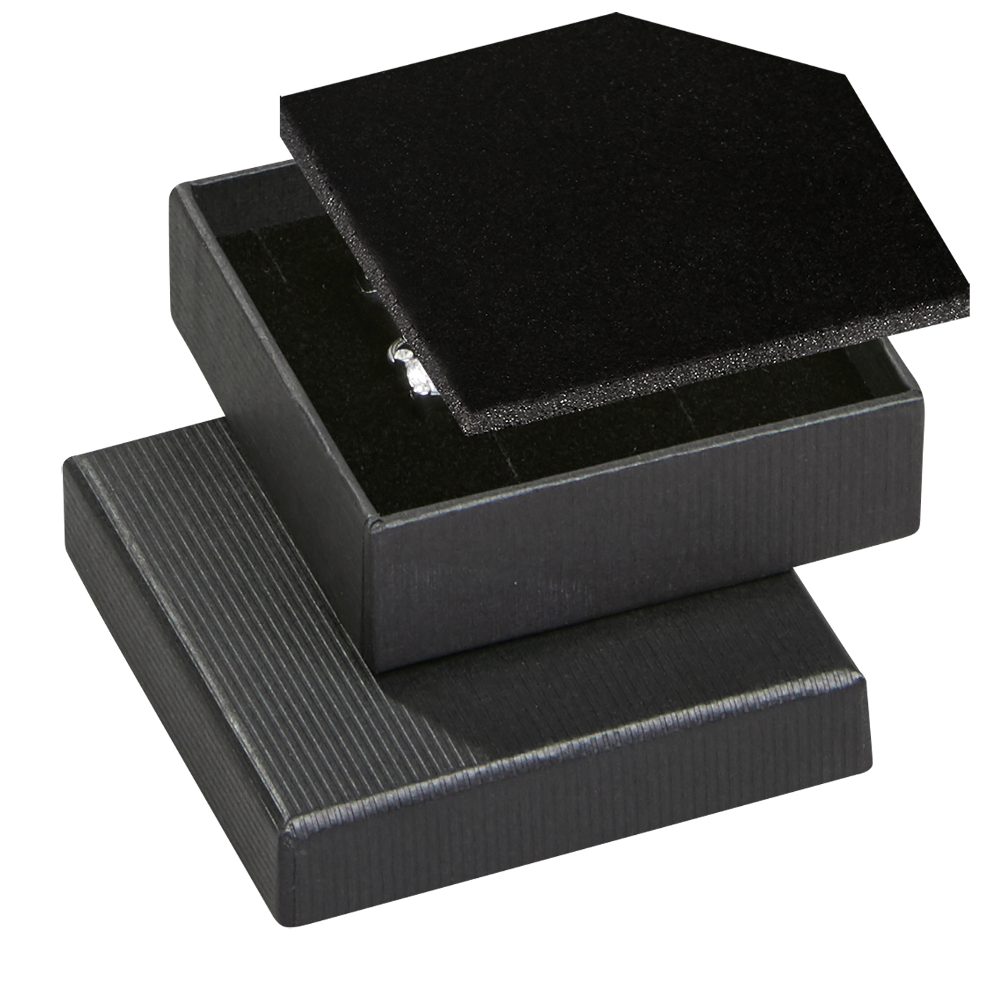 Schmucketui "Classics", schwarz, 60 x 60 x 19 mm - 1 Stück Schmucketui "Classics", schwarz, 60 x 60 x 19 mm - 1 Stück