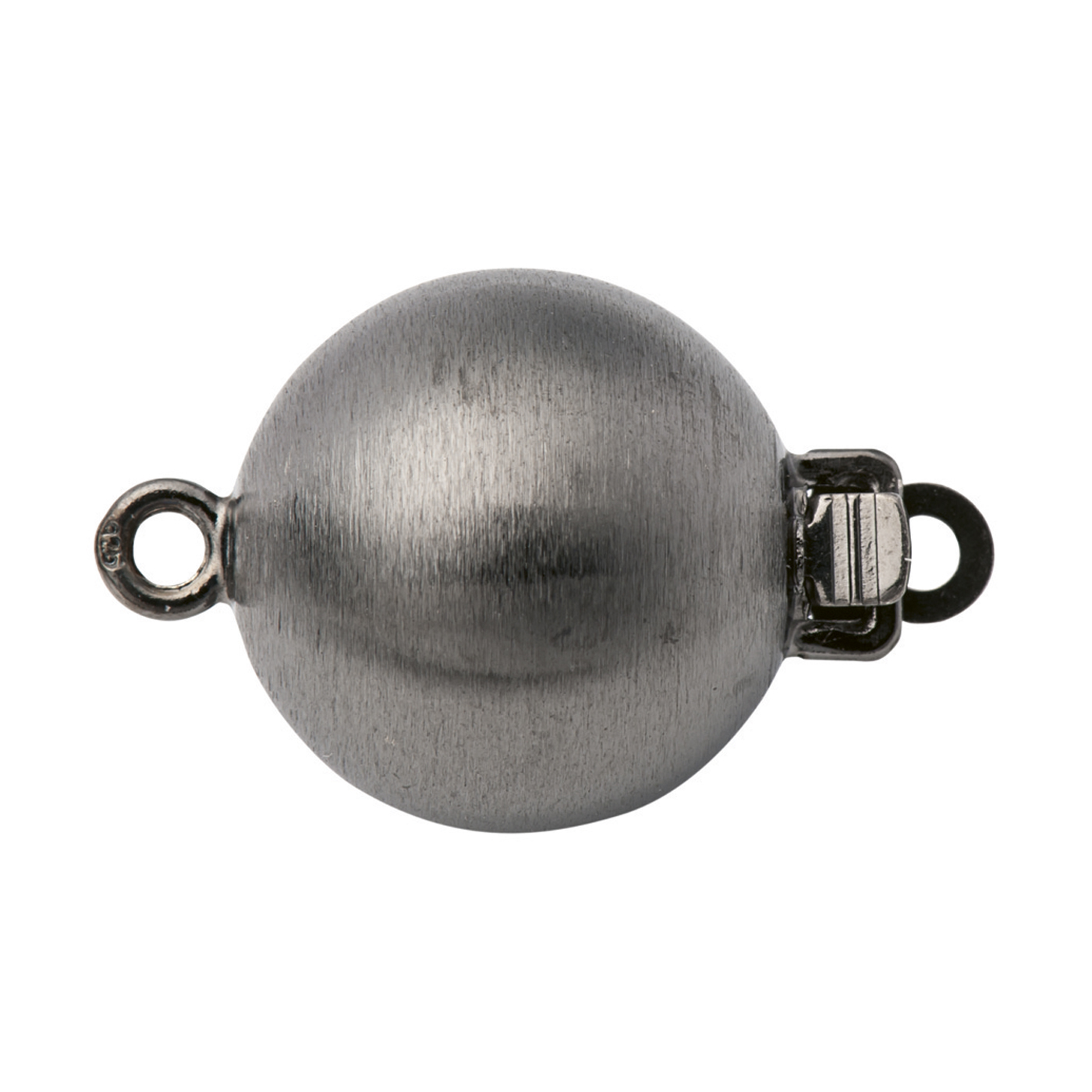 Clasp, Ball, 925Ag Black Rhodium-Plated Matted, ø 12 mm - 1 piece