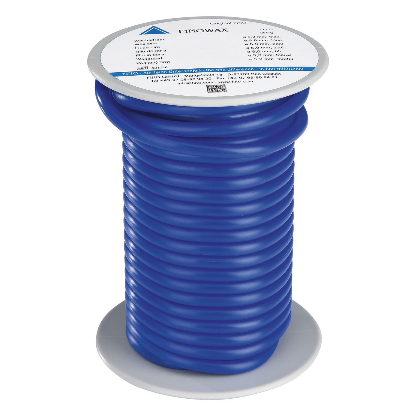 FINOWAX Wax Wire, ø 5.0 mm, Hard, Blue - 250 g