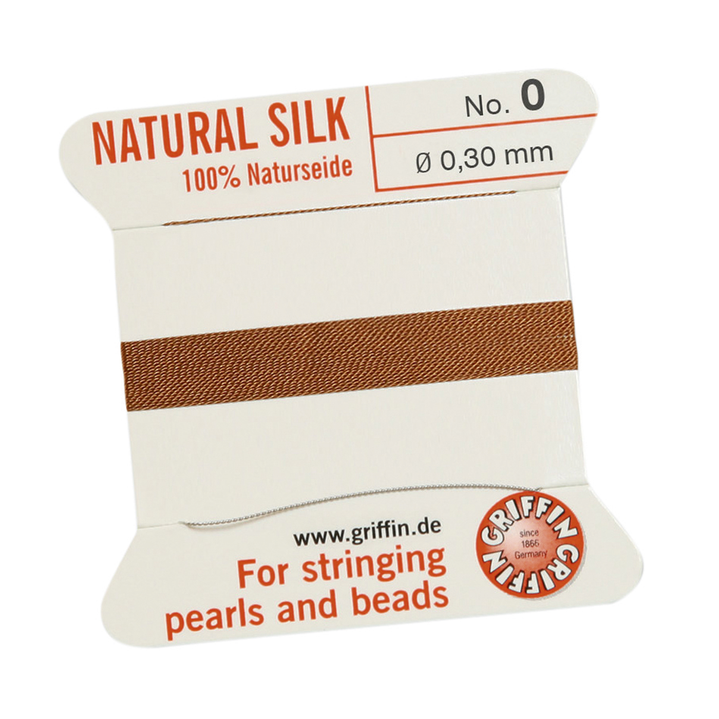 Bead Cord 100% Natural Silk, Carnelian, No. 0 - 2 m