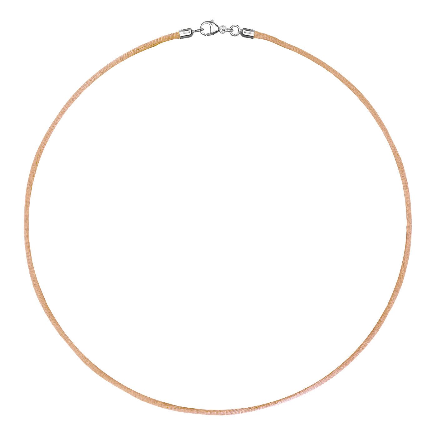 Satinband, 42 cm, ø 2 mm, gold, mit Karabiner 925 Ag rhod. - 42 cm