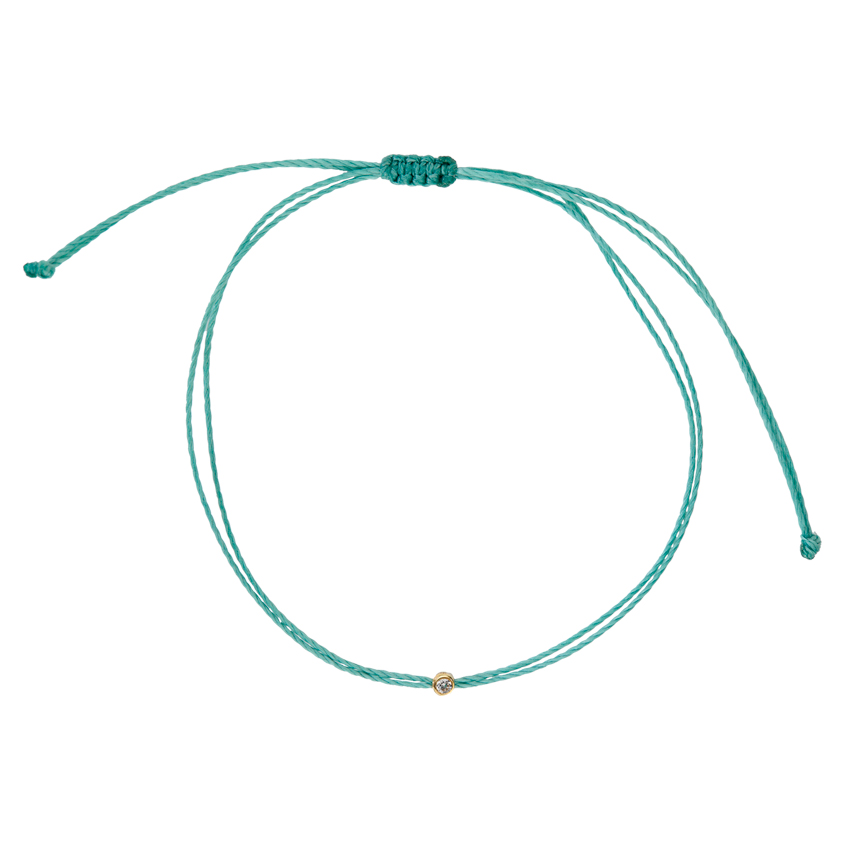 Armband, Seide mint, 19 cm, Zarge 585G, Diamant ø-2,0 mm - 1 Stück