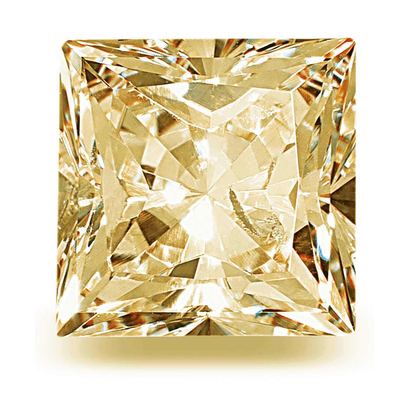 Zirkonia, carré, facettiert, champagner, 3,5 x 3,5 mm - 1 Stück Zirkonia, carré, facettiert, champagner, 3,5 x 3,5 mm - 1 Stück