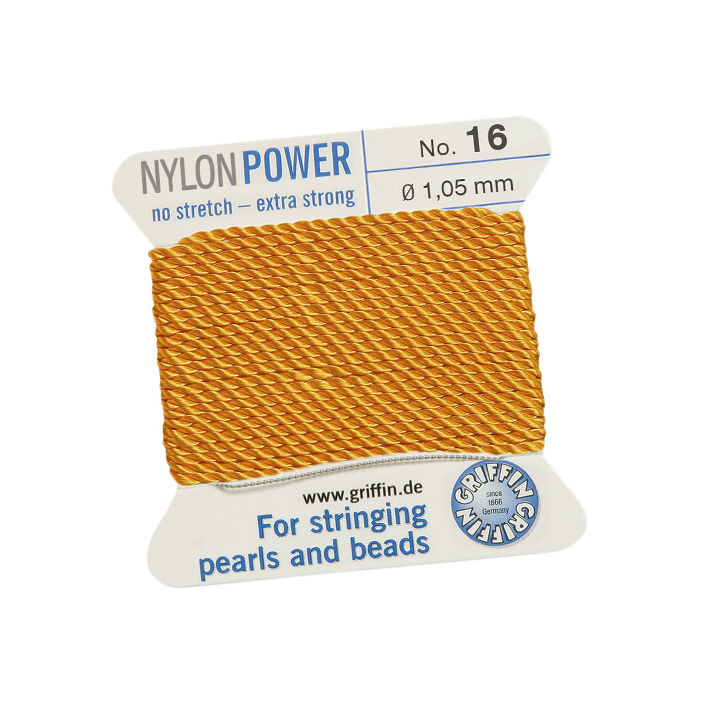 Bead Cord NylonPower Perlseide, dunkelgelb, Nr. 16 - 2 m