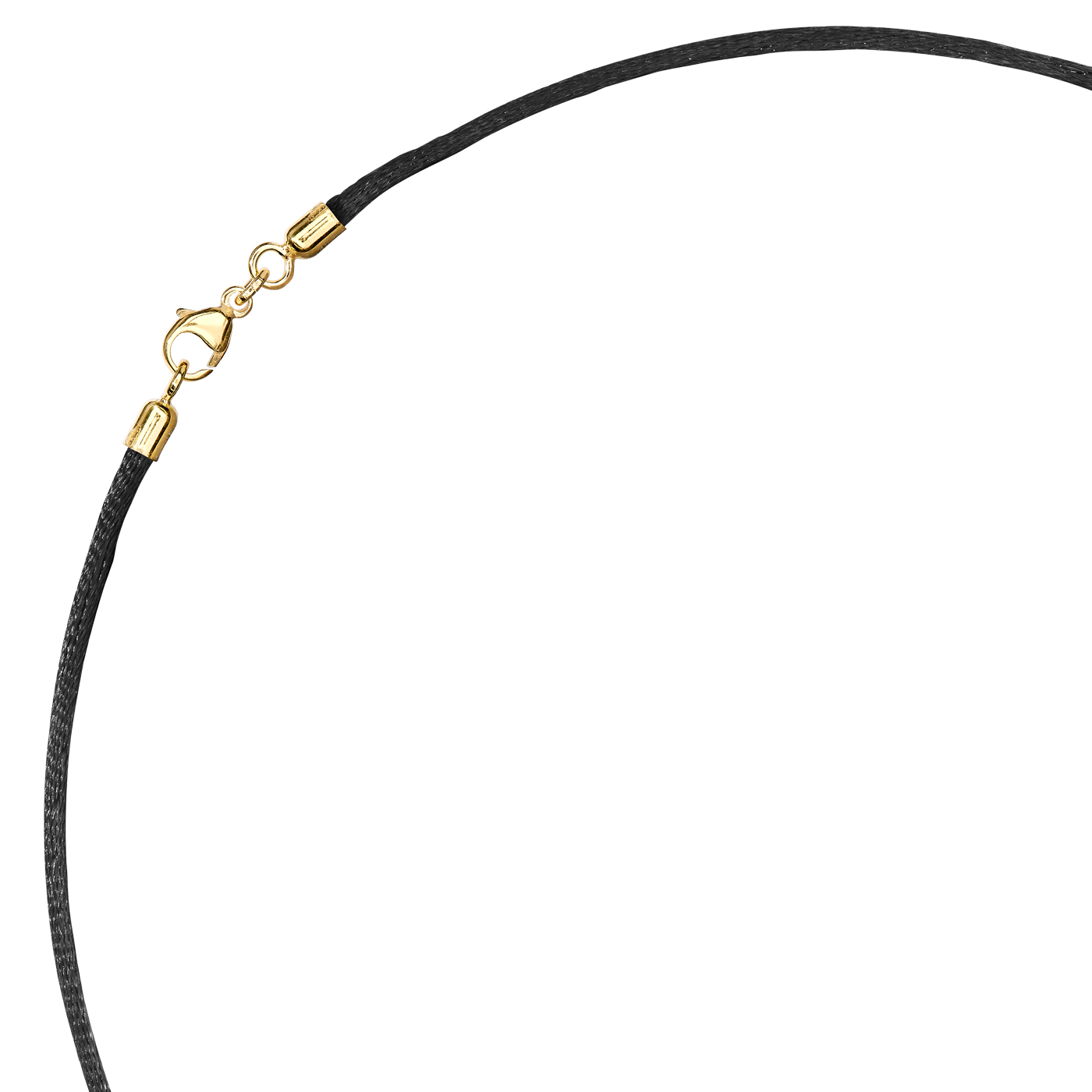 Satinband, 42 cm, ø 2 mm, schwarz, mit Karabiner 925 Ag verg - 42 cm