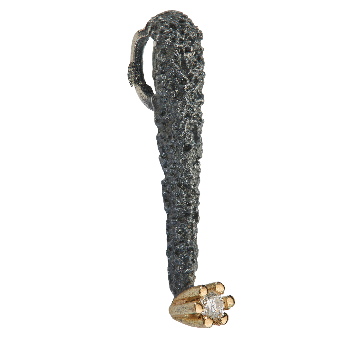 Anhänger, 925Ag oxydiert, Brillant 0,04 ct in Chaton 750G - 1 Stück Anhänger, 925Ag oxydiert, Brillant 0,04 ct in Chaton 750G - 1 Stück