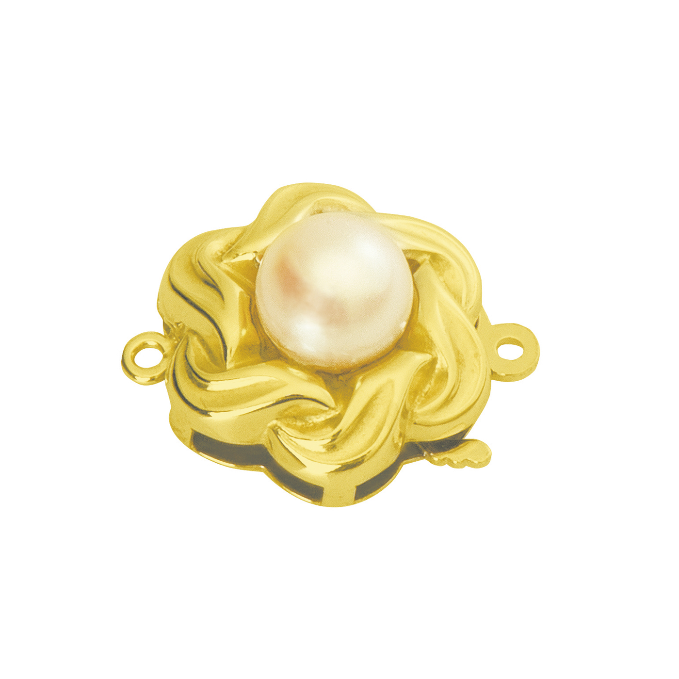 Clasp, Flower w/FWP ø 5.5 mm-6 mm, 925Ag Gold-Plated, ø 14mm - 1 piece
