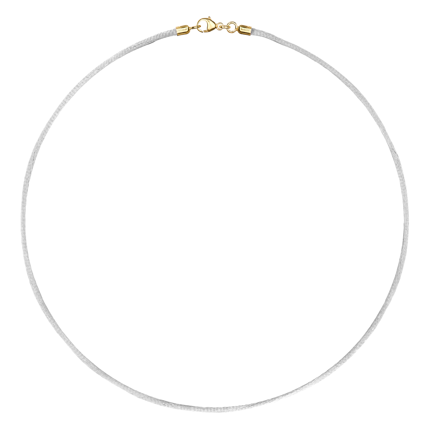 Satinband, 42 cm, ø 2 mm, silber, mit Karabiner 925 Ag verg. - 42 cm