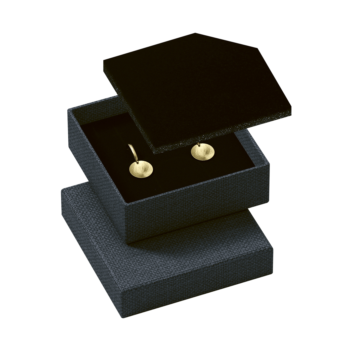Schmucketui "Pattern", schwarz, 60 x 60 x 19 mm - 1 Stück