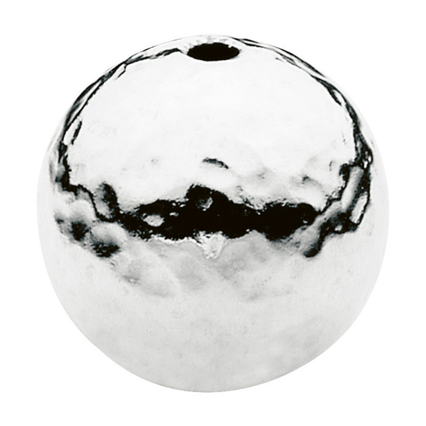 2-Hole Ball, 925Ag Hammered, ø 9 mm - 1 piece