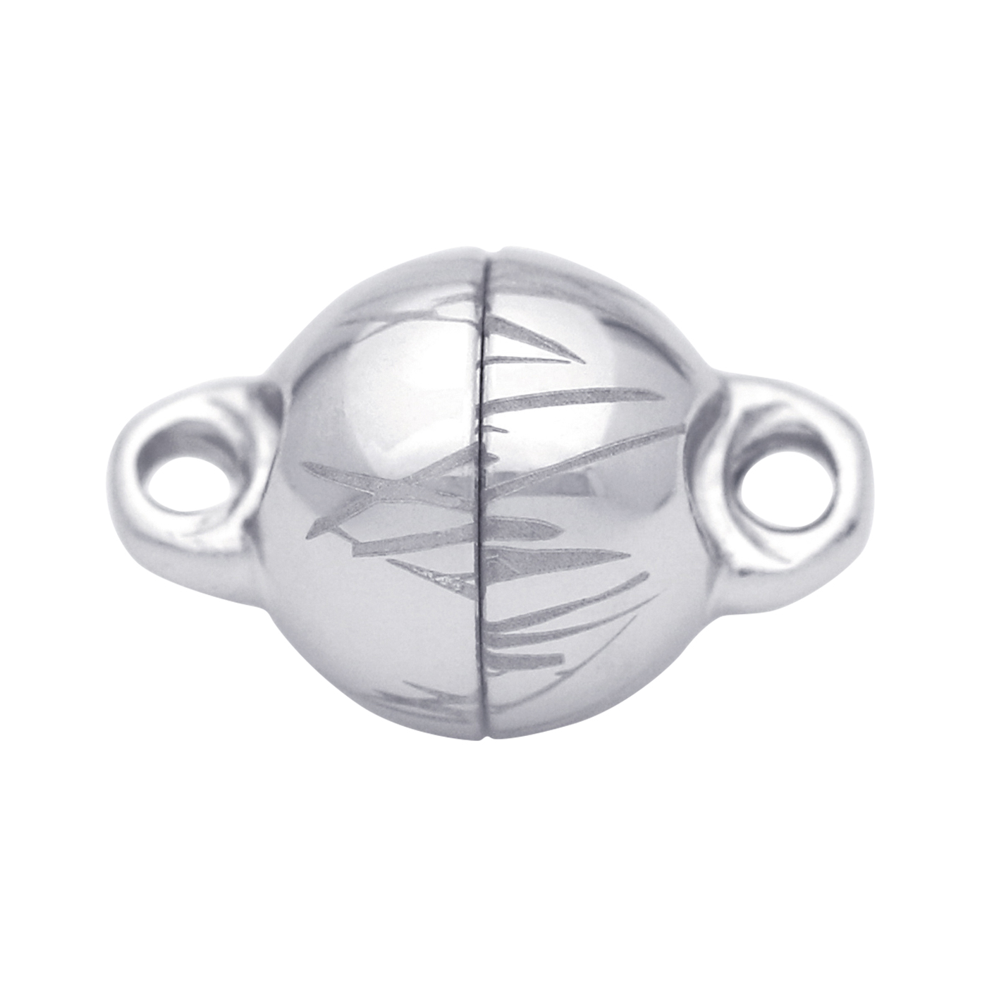 Langer Magnetschließen Magnetschließe "Grass", 925 Ag rhod., Kugel, ø 8 mm, pol. - 1 Stück